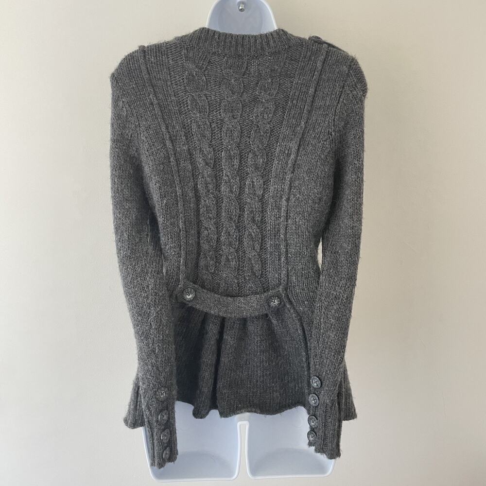Harley Davidson Wool Moto Cardigan Gray Zip‎ Up Cable Knit Grunge Y2K Sweater S - Picture 2 of 10